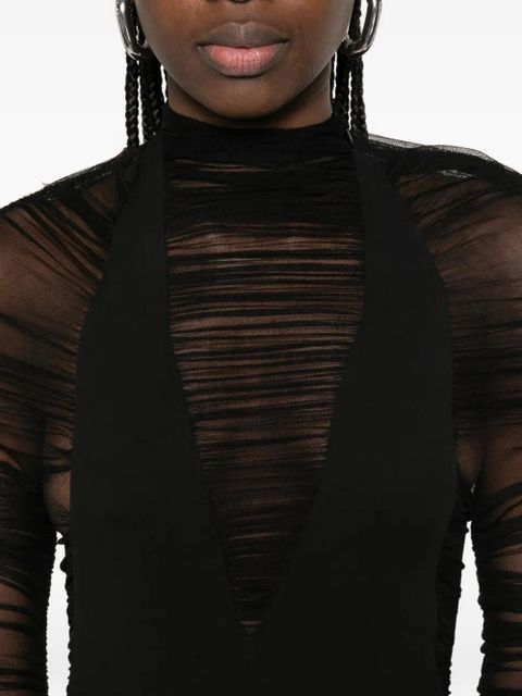 Christopher Esber ruched long-sleeve midi dress - Black