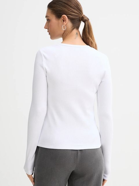 Calvin Klein Jeans longsleeve kolor biały LV047E201G