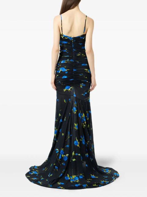Blumarine floral-print ruched maxi dress - Blue