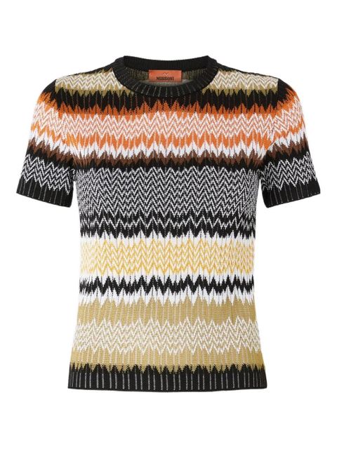 Missoni chevron-pattern short-sleeved knit top - Black - zdjęcie produktu nr 1