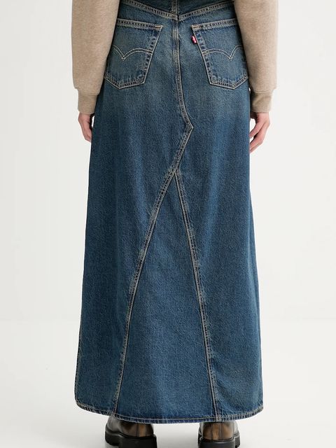 Levi's spódnica jeansowa kolor granatowy maxi prosta A8727