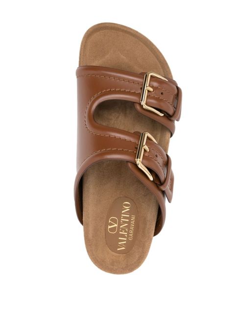Valentino Garavani VLogo-logo leather sandals - Brown