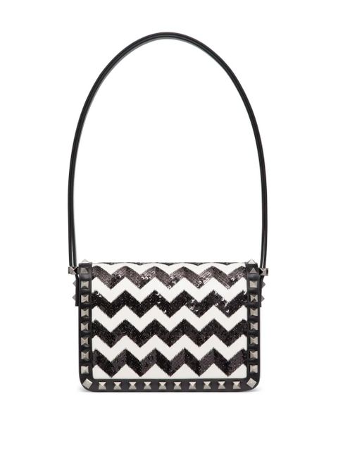 Valentino Garavani small Rockstud23 embroidered shoulder bag - Black