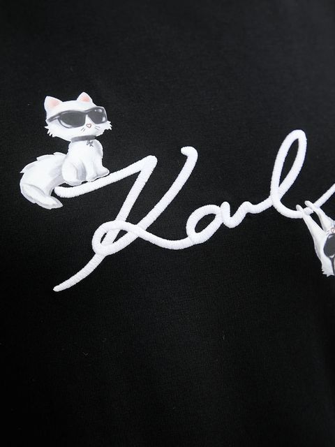 Karl Lagerfeld t-shirt bawełniany IKON damski kolor czarny B1W17040