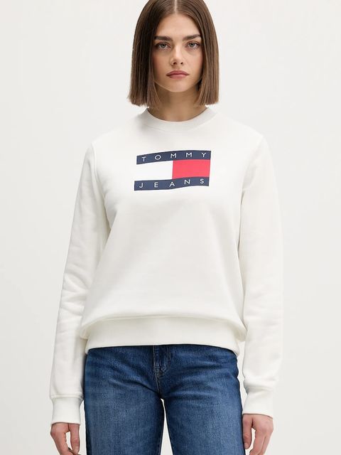 Tommy Jeans bluza bawełniana damska kolor beżowy z nadrukiem DW0DW22564 - zdjęcie produktu nr 1