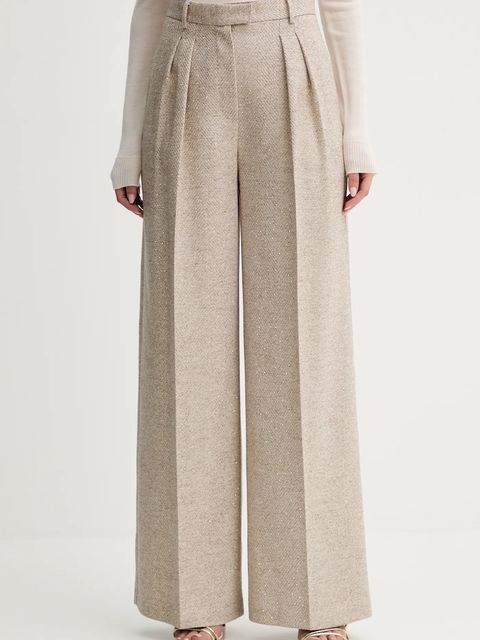 Simona Corsellini spodnie damskie kolor beżowy proste high waist A25CPPA01302 - zdjęcie produktu nr 1