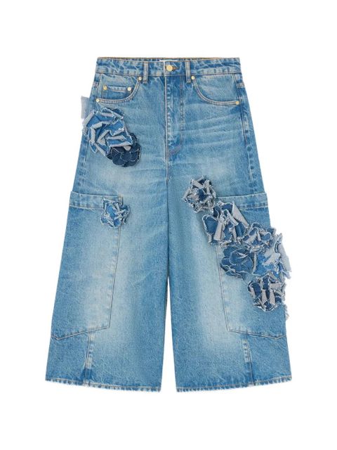 GANNI floral-appliqué jeans - Blue - zdjęcie produktu nr 1