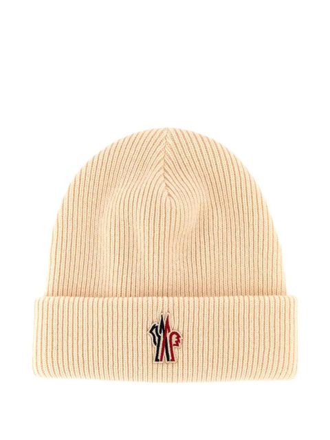 Moncler Grenoble logo-patch beanie hat - Neutrals - zdjęcie produktu nr 1