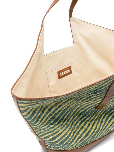 Marni striped-pattern tote bag - Green