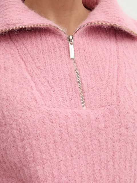 Morgan sweter damski kolor różowy ciepły z półgolfem MFLAMI