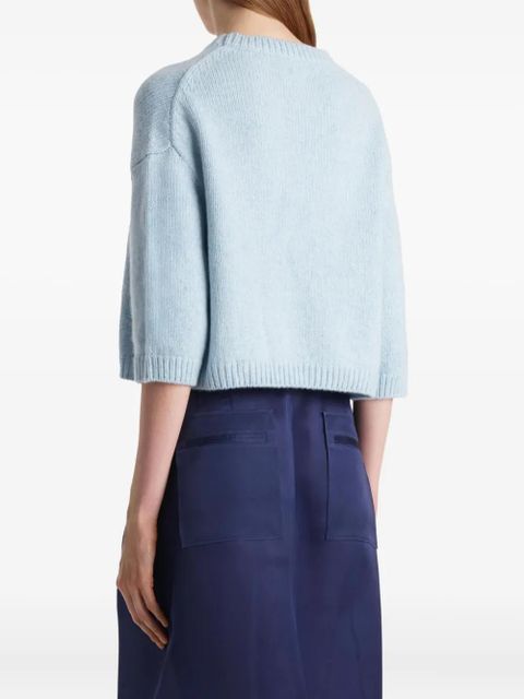 KHAITE Sabina crew-neck cropped sweater - Blue