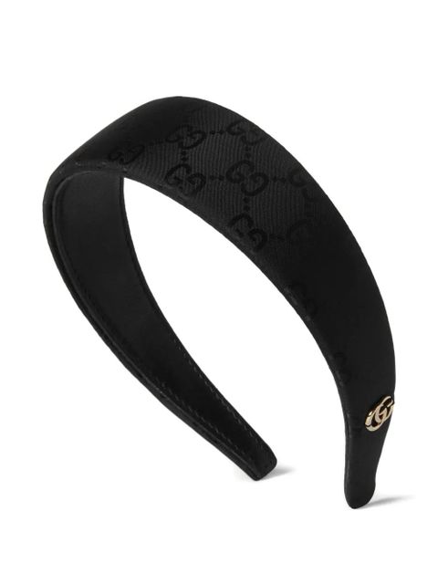 Gucci GGl eather-trim hair band - Black - zdjęcie produktu nr 1