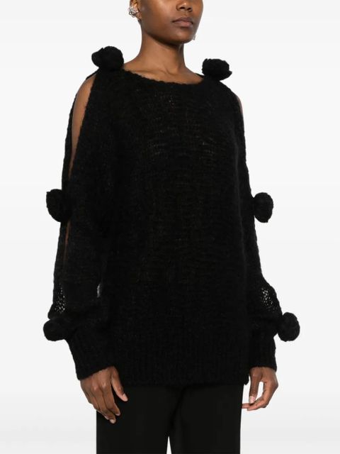 Blumarine floral-appliqué sweater - Black