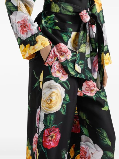 Dolce & Gabbana rose-print trousers - Black