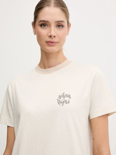 Napapijri t-shirt bawełniany S-Fedaia damski kolor beżowy NP0A88XON1J1