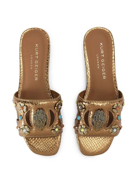 Kurt Geiger London klapki na płaskim obcasie damskie skórzane Eagle Cut Out Flat Sdl - zdjęcie produktu nr 1