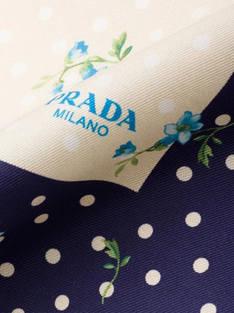 Prada printed silk twill scarf 55 - Neutrals