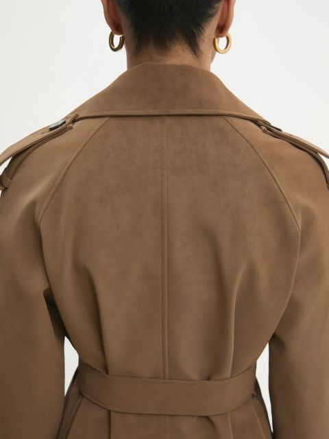 Answear.LAB płaszcz damski kolor brązowy przejściowy dwurzędowy