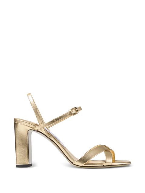 Jimmy Choo Elsy 85 crossover-strap heeled sandals - Gold - zdjęcie produktu nr 1