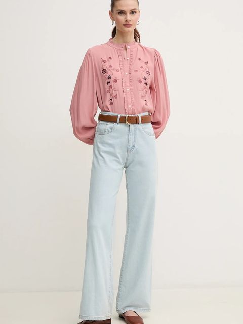 Hoss Intropia koszula damska kolor różowy regular ze stójką 6289134 - zdjęcie produktu nr 2