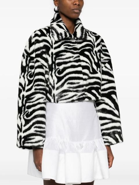 ROTATE BIRGER CHRISTENSEN zebra-print faux-fur jacket - Black