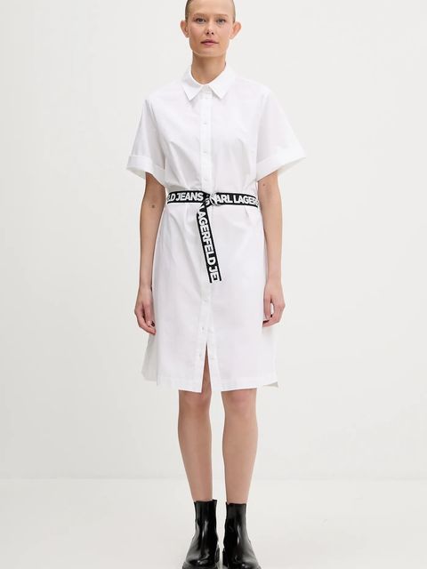 Karl Lagerfeld Jeans sukienka bawełniana kolor biały mini prosta A3W13030