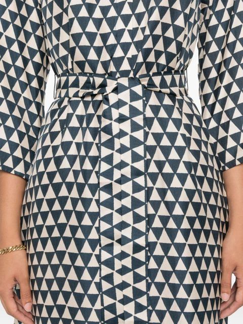 Max Mara triangle-print belted dress - Neutrals