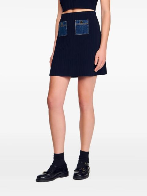 SANDRO ribbed denim-pocket mini skirt - Blue - zdjęcie produktu nr 1