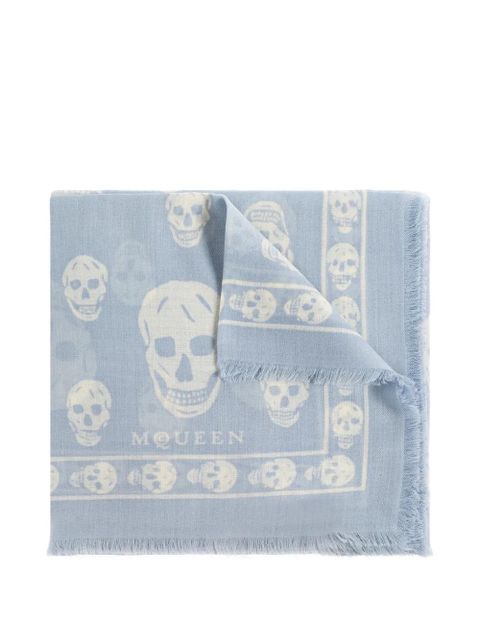 Alexander McQueen skull fringed scarf - Blue - zdjęcie produktu nr 1