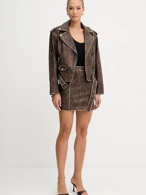 Guess spódnica CHARLENE kolor brązowy mini rozkloszowana W5YD46 WHDI0 - zdjęcie produktu nr 2