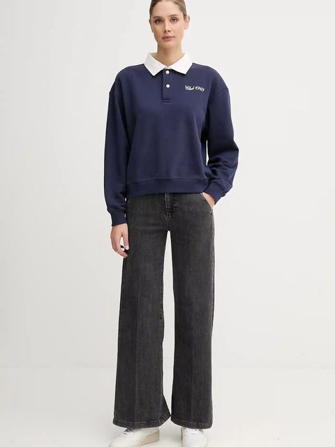 United Colors of Benetton bluza damska kolor granatowy z aplikacją 3WNWD3011