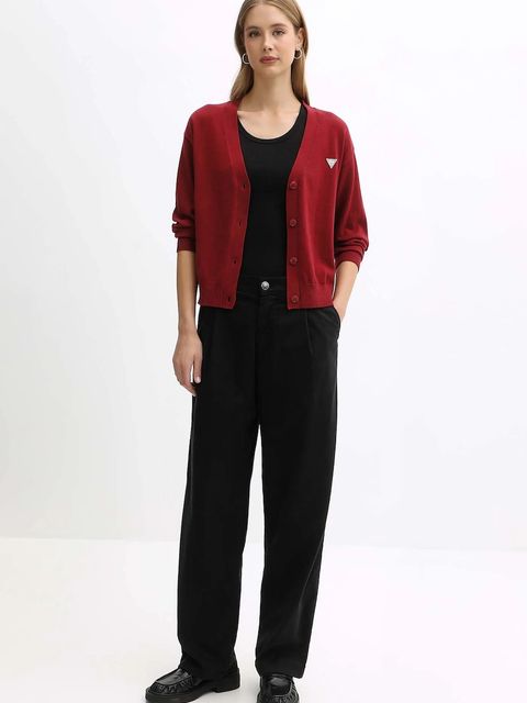 Guess Jeans kardigan z domieszką wełny kolor bordowy lekki W4BR16 Z3HO2