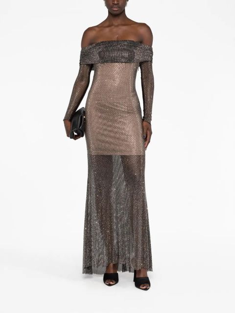 Self-Portrait off-shoulder embellished maxi dress - Black - zdjęcie produktu nr 2