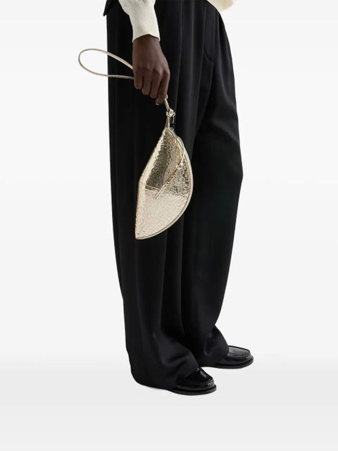Jil Sander crackled curve leather clutch - Gold