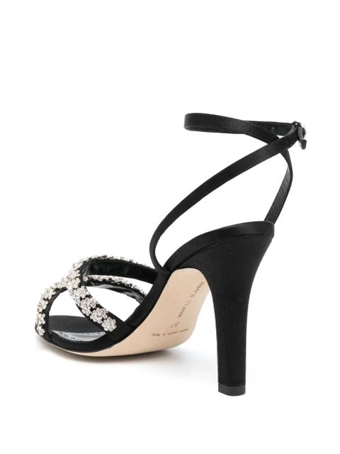 Manolo Blahnik 105mm crystal-embellished leather sandals - Black - zdjęcie produktu nr 2