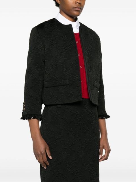 Miu Miu floral-matelessé cropped jacket - Black