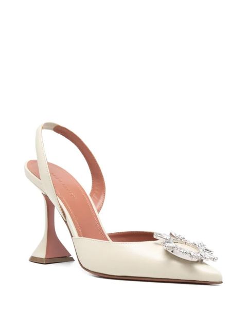 Amina Muaddi 95mm Begum crystal-embellished slingback pumps - Neutrals