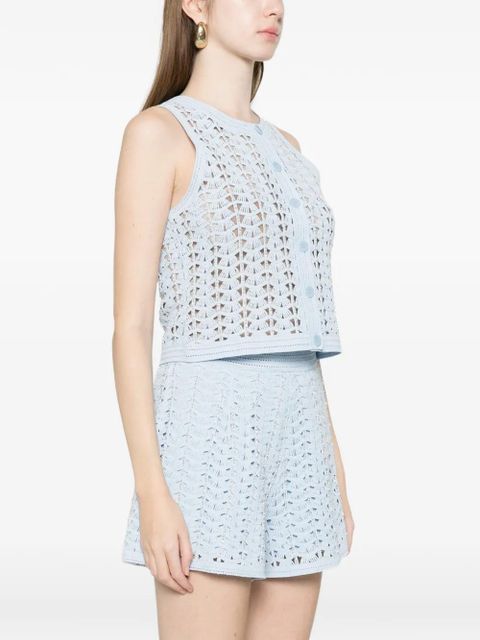 SANDRO buttoned crochet top - Blue