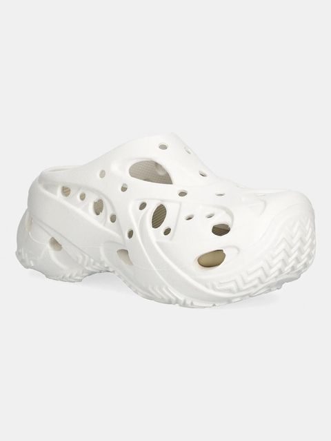 Crocs klapki Caged W Clog damskie kolor biały na platformie 211141