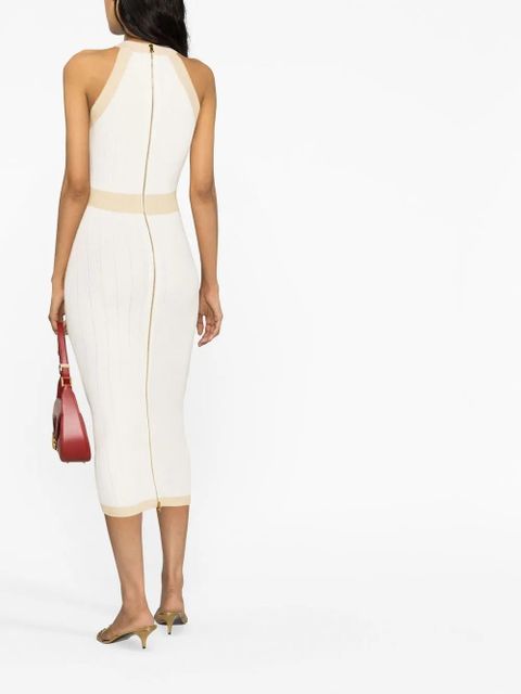 Balmain button-detail knitted dress - Neutrals