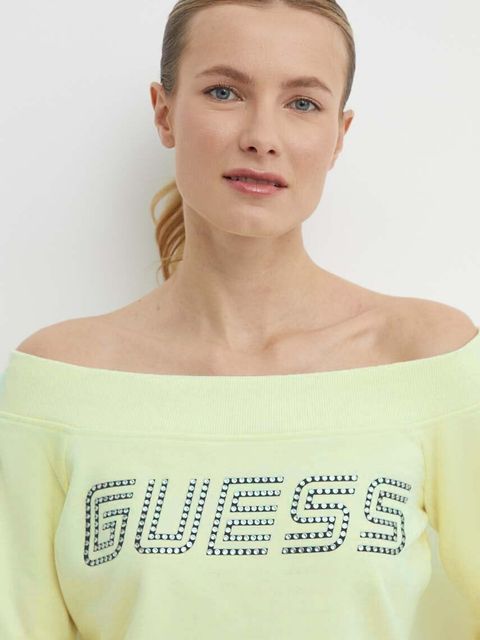 Guess bluza SKYLAR damska kolor żółty gładka V4GQ08 K8802