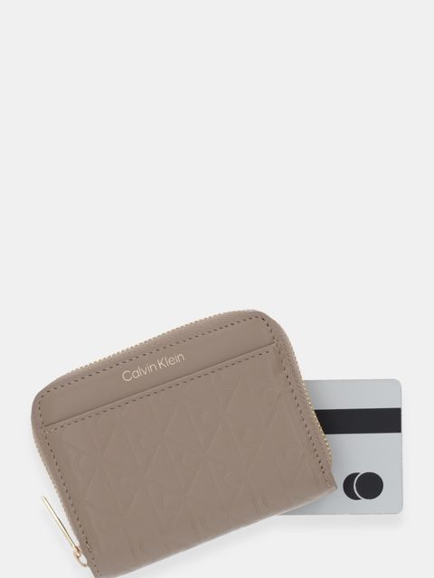 Calvin Klein portfel skórzany damski kolor beżowy LV04F1081G