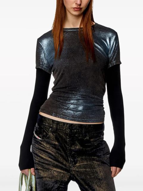 Diesel T-Miwa layered acid-wash T-shirt - Black