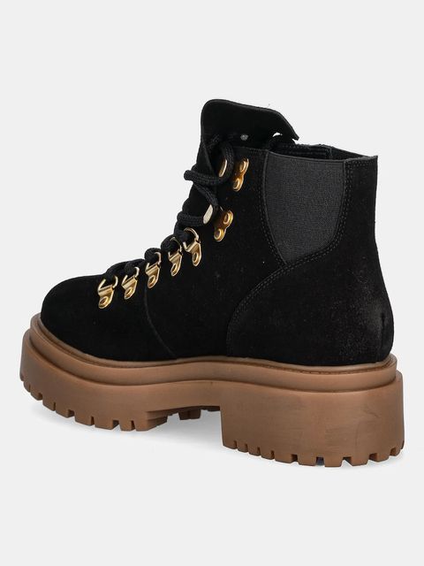 Answear.LAB botki zamszowe kolor czarny na platformie