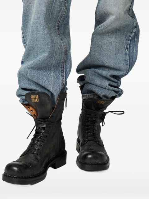 Miu Miu logo-embroidered jeans - Blue