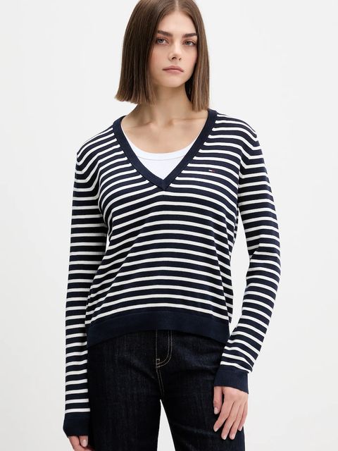 Tommy Jeans sweter bawełniany kolor granatowy lekki DW0DW19888 - zdjęcie produktu nr 1