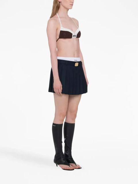 Miu Miu crochet-knit triangle bralette - Brown