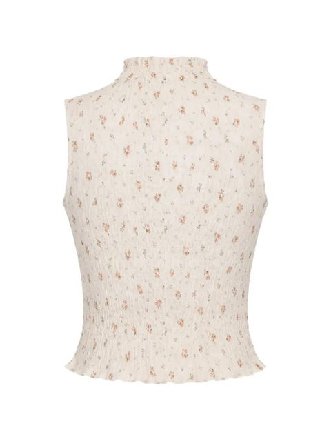 Reformation Adri ruffled floral blouse - Neutrals - zdjęcie produktu nr 2