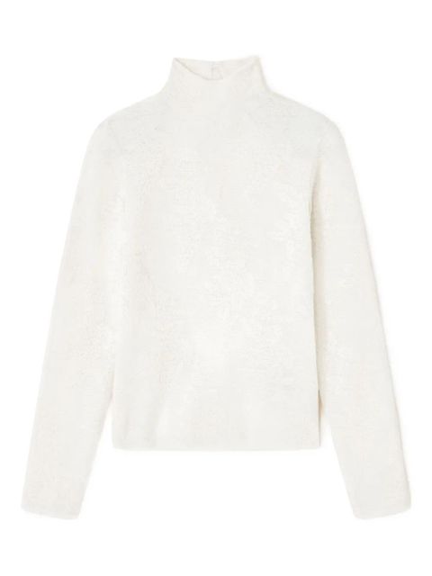 GANNI flower jacquard mockneck top - White - zdjęcie produktu nr 1