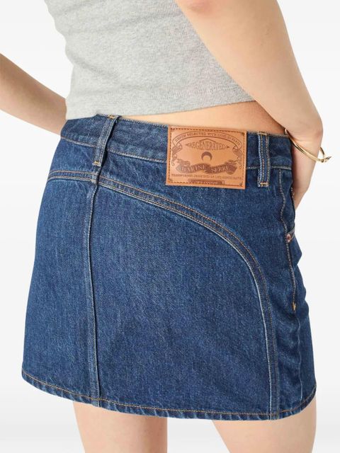Marine Serre zip-detail denim skirt - Blue